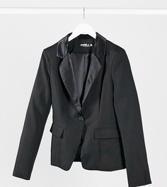 Черный пиджак с лацканами из ткани под атлас Missguided Tall-Черный цвет