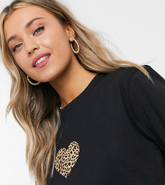 Свободная короткая футболка с леопардовым сердцем Wednesdays Girl-Черный цвет