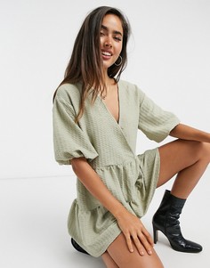 Бледно-зеленый ярусный трикотажный ромпер в стиле oversized ASOS DESIGN