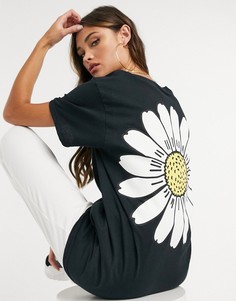 Oversized-футболка с цветочным принтом на спине New Love Club-Черный цвет