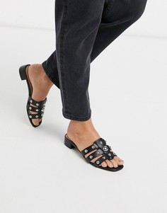 Мюли на среднем каблуке с заклепками ALDO-Черный цвет