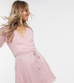 Платье мини с запахом и цветочным принтом Wednesdays Girl-Розовый цвет