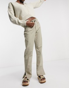 Светло-бежевые прямые джинсы с разрезами по бокам Waven-Neutral