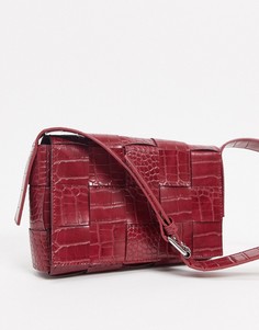 Бордовая плетеная сумка на плечо NA-KD-Красный