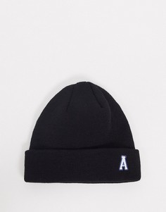 Черная шапка-бини с логотипом ASOS Actual-Черный