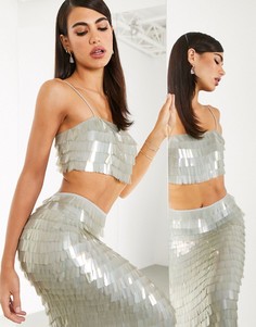 Кроп-топ от комплекта с пайетками ASOS EDITION-Зеленый цвет