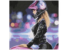 Картина по номерам Котеин Девушка на мотоцикле 30x30cm KHM0033