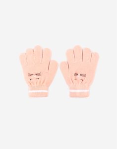 Розовые перчатки с вышивкой для девочки Gloria Jeans