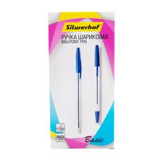 Упаковка шариковых ручек SILWERHOF Basic, 0.7мм, синий, коробка картонная [026200-02] 50 шт./кор.