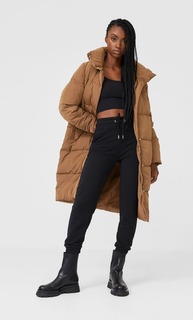 Stradivarius Длинное Стеганое Пальто Женская Коллекция Жженый Xs