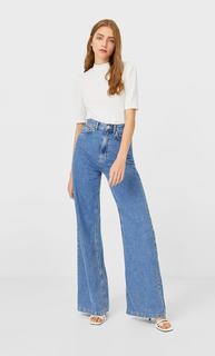 Stradivarius Футболка С Высоким Воротом Женская Коллекция Цвет Небеленого Полотна S