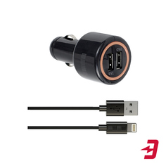 Автомобильное зарядное устройство InterStep 1USB 1A + кабель Apple Lightning, 1 м, черный (IS-СC-1USBIPH5B-000B202)