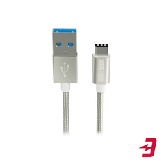 Кабель InterStep USB 3.0, Type C, нейлон, 1 м, серебристый (IS-DC-TYPCUSBNS-000B201)