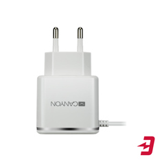 Сетевое зарядное устройство Canyon 1xUSB + кабель Lightning, 2.1A, White/Silver (CNE-CHA043WS)