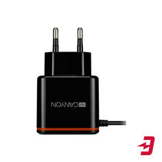 Сетевое зарядное устройство Canyon 1xUSB + кабель Lightning, 2.1A, Black/Orange (CNE-CHA042BO)