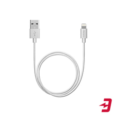Кабель для iPod, iPhone, iPad Deppa MFI, 1,2 м, алюминий/нейлон, серебряный (72187)