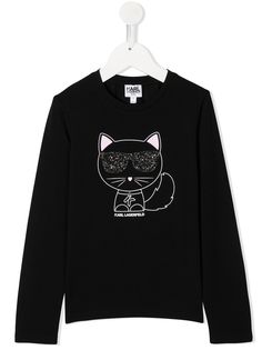 Karl Lagerfeld Kids футболка с принтом Choupette и длинными рукавами