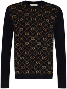 Gucci джемпер вязки интарсия с логотипом
