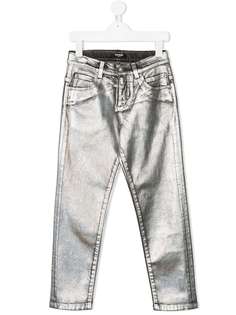 Balmain Kids джинсы кроя слим с эффектом металлик