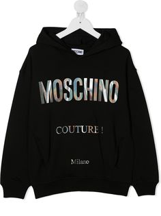 Moschino Kids худи с длинными рукавами и логотипом металлик