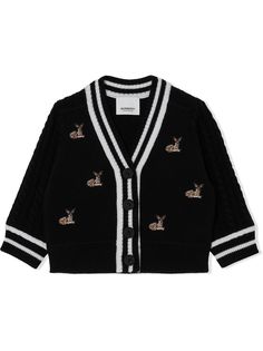 Burberry Kids кардиган с V-образным вырезом и вышивкой