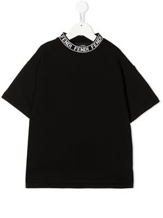 Fendi Kids футболка с логотипом на воротнике