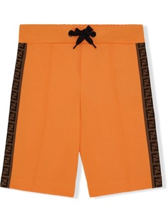 Fendi Kids шорты с контрастными полосками и логотипом FF