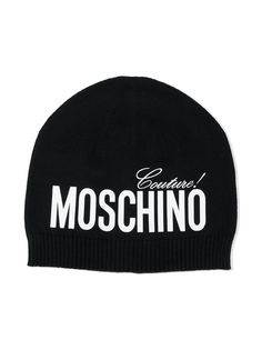 Moschino Kids шапка бини в рубчик с логотипом