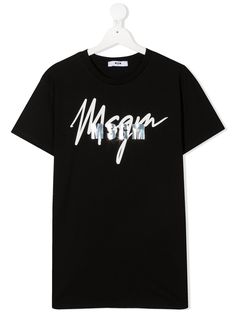 Msgm Kids футболка с логотипом металлик