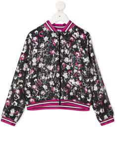 Karl Lagerfeld Kids куртка с пайетками и цветочным принтом