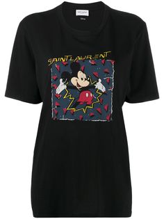 Saint Laurent футболка с принтом Mickey Mouse