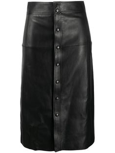 Saint Laurent кожаная юбка миди А-силуэта