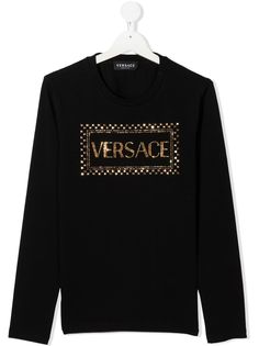 Versace Kids футболка с вышитым логотипом