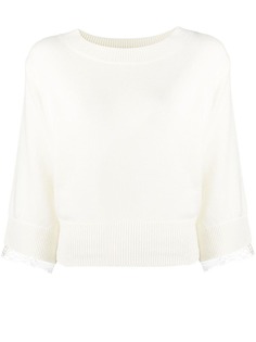 See by Chloé укороченный джемпер с кружевной окантовкой