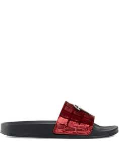 Giuseppe Zanotti бархатные шлепанцы Bret