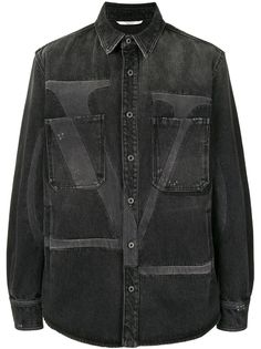 Valentino джинсовая рубашка с деконструированным логотипом VLogo