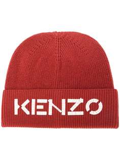 Kenzo шапка бини в рубчик с логотипом