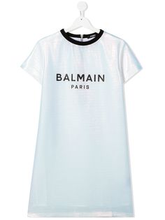 Balmain Kids футболка с блестящим логотипом