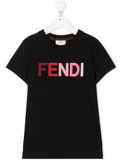 Fendi Kids футболка с вышитым логотипом