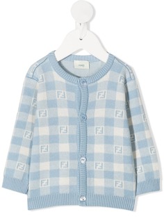 Fendi Kids кардиган в клетку с логотипом FF