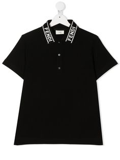 Fendi Kids рубашка поло с логотипом на воротнике