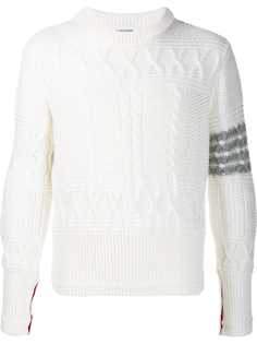 Thom Browne фактурный джемпер с полосками 4-Bar