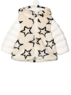 Moncler Enfant пуховик со вставками и принтом
