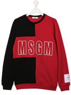 Msgm Kids свитер в стиле колор-блок с логотипом