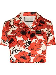 Gucci укороченный жакет с принтом