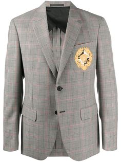 Versace клетчатый пиджак с вышивкой Medusa Crest