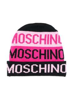 Moschino Kids вязаная шапка бини с контрастным логотипом
