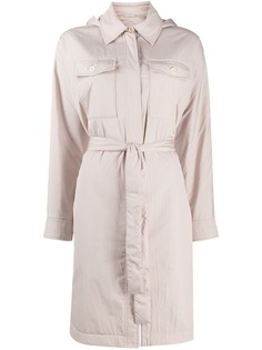 Brunello Cucinelli пальто с поясом и капюшоном