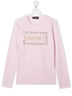 Versace Kids футболка с кристаллами и логотипом