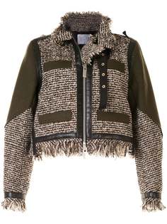 sacai твидовый жакет со вставками
